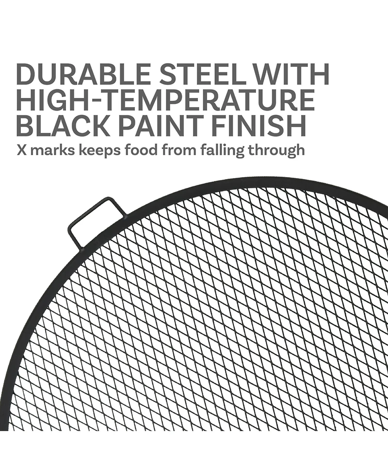 Sunnydaze Decor Outdoor Camping or Backyard Heavy-Duty Steel Round X-Marks Fire Pit Cooking Grilling Grate