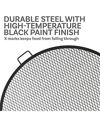 Sunnydaze Decor Outdoor Camping or Backyard Heavy-Duty Steel Round X-Marks Fire Pit Cooking Grilling Grate
