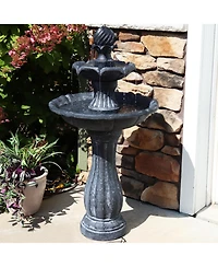 Sunnydaze Decor 45" H Outdoor Arcade 2-Tier Solar Water Fountain with Battery Backup and Led Light