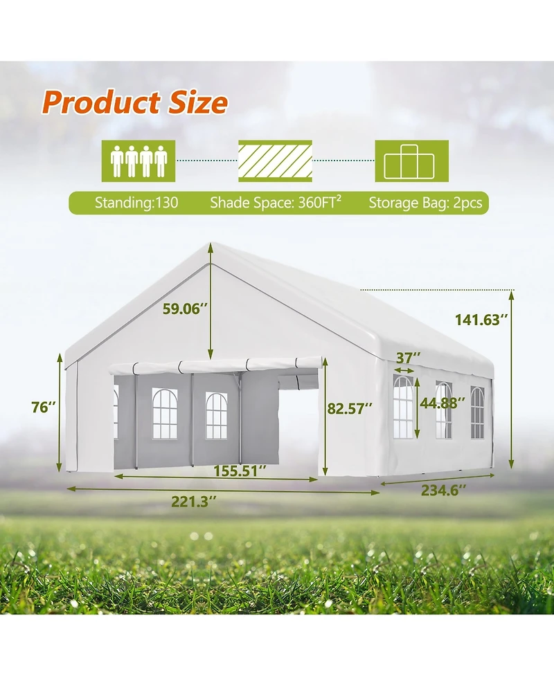 Mondawe 20x20ft Party Tent with Removable Walls - Waterproof Outdoor Canopy for Events
