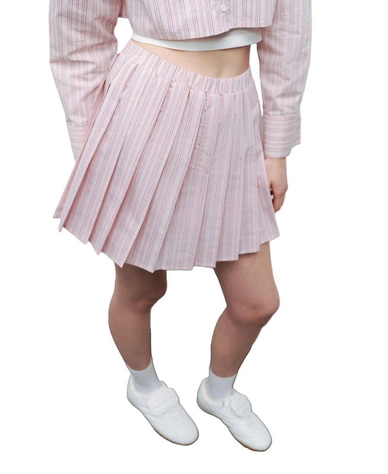 Nocturne Women's Striped Pleated Mini Skirt