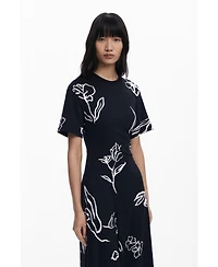 Desigual Women's Asymmetric dress with floral strokes