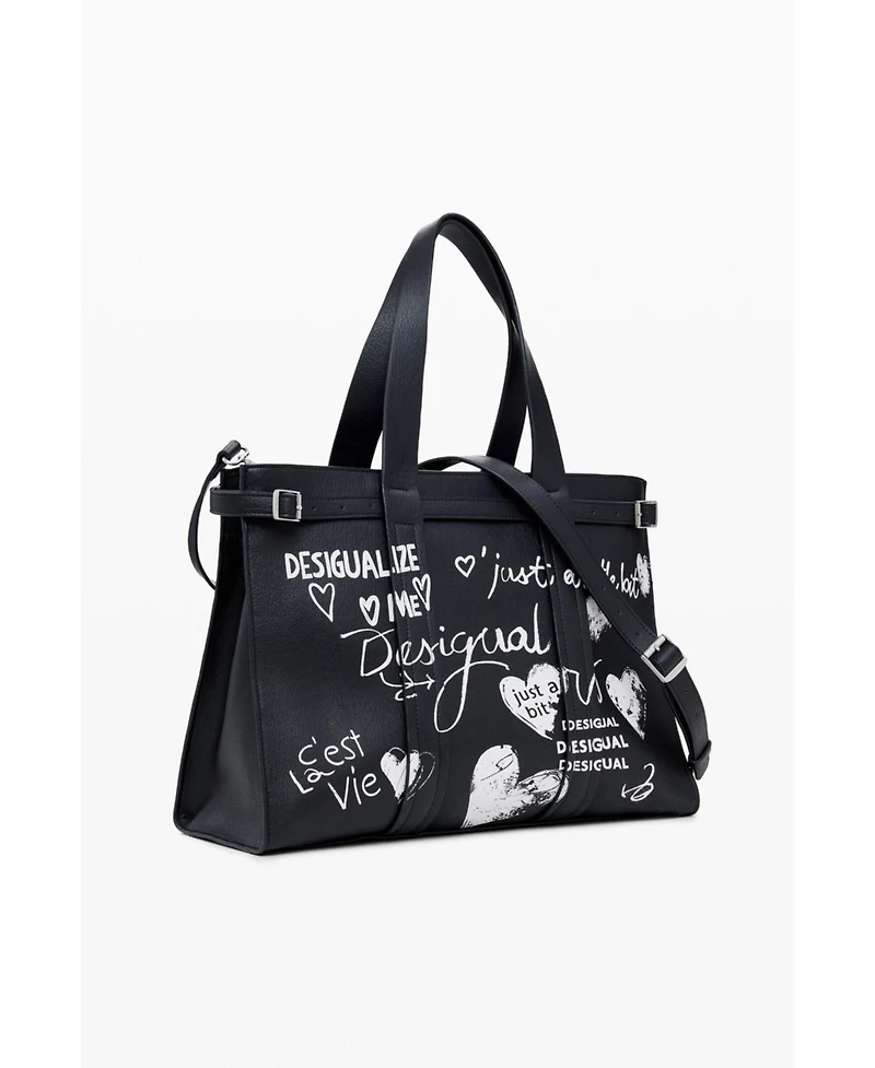 Desigual Women's Large faux leather shopper bag with letters