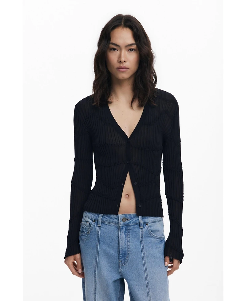 Desigual Women's Fitted textured cardigan
