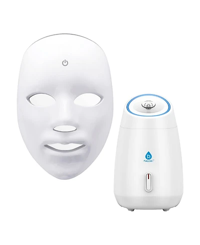 7-in-1 Led Light Therapy Face Mask & Pursonic Facial Steamer Hot Mist Moisturizing Spa Bundle