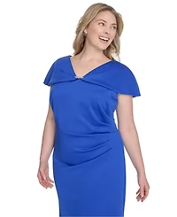 Jessica Howard Plus Cape-Sleeve Scuba Gown