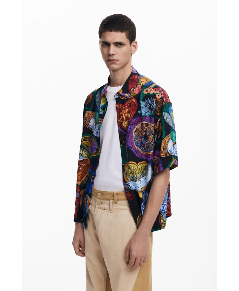 Desigual Men's Short-sleeve shirt with fruits