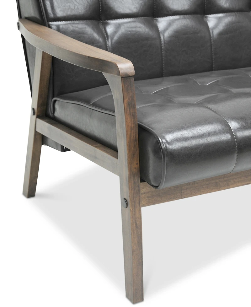 Caden Mid-Century Faux Leather Loveseat