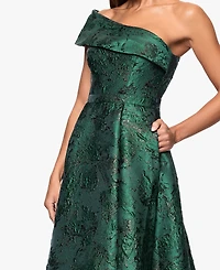 Xscape Petite One-Shoulder Jacquard Ball Gown