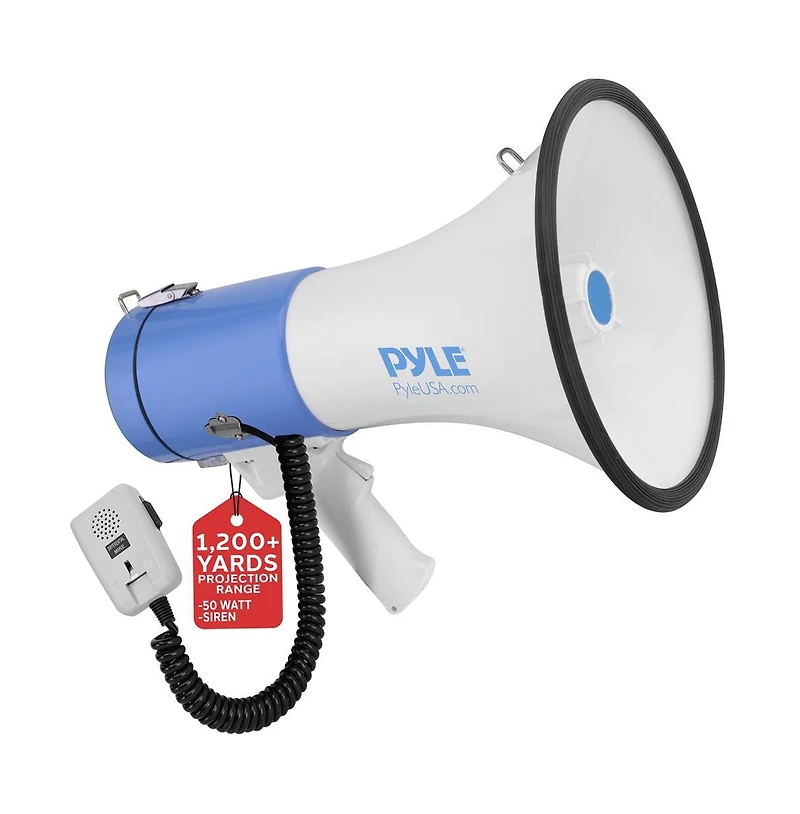 Pyle PMP50 50-Watt Megaphone Pa Speaker with Siren Alarm and Adjustable Volume Control.