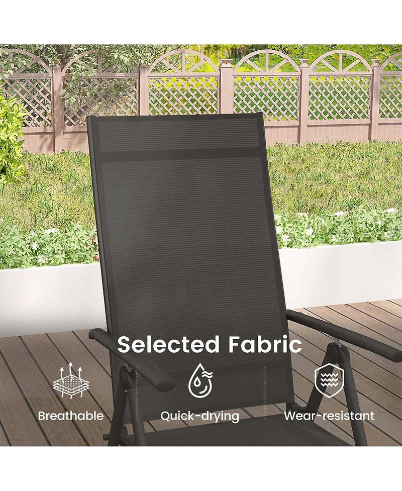 Gymax 4PCS Patio Folding Dining Chair w/ 7-Level Adjustable High Backrest for Garden