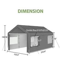 Mondawe 10x20FT Heavy Duty Carport Canopy - Galvanized Steel Car Garage with Roll-up Windows