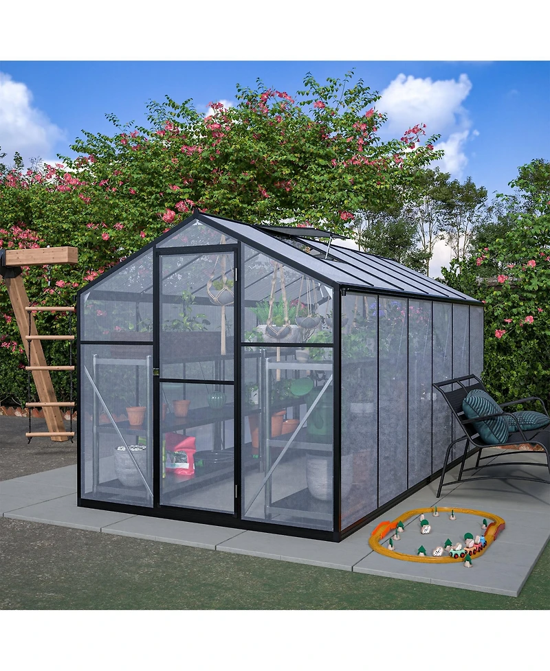 Mondawe 6'x12' Thick Polycarbonate Greenhouse with Double Flush Door