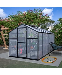 Mondawe 6'x12' Thick Polycarbonate Greenhouse with Double Flush Door