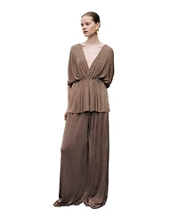 Nocturne Women's V-Neck Beaded Accessory Blouse