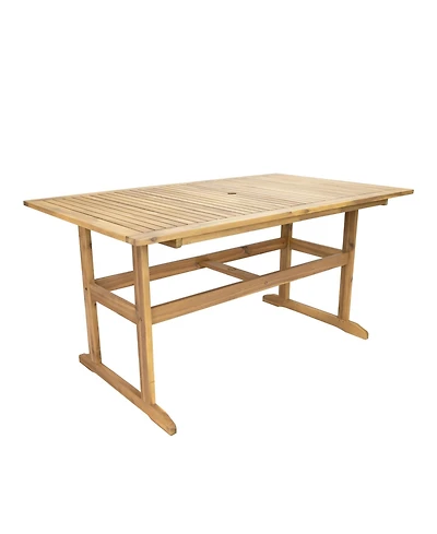 Sunnydaze Decor Hatteras Acacia Wood Outdoor Dining Table with Natural Oil Finish - 57"