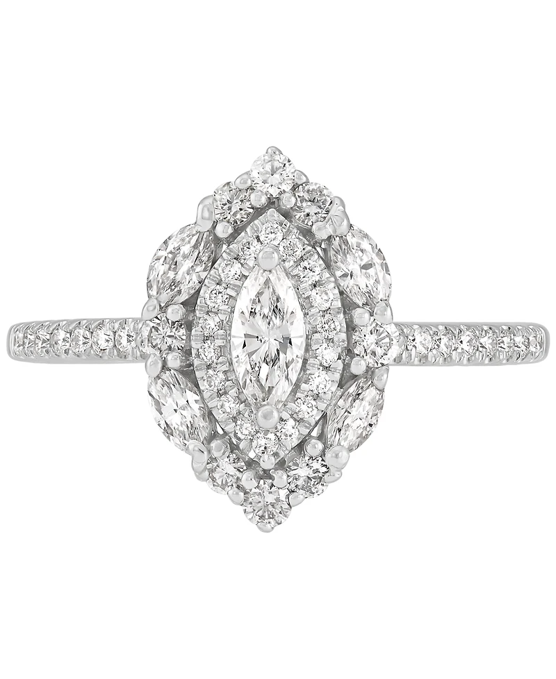 Diamond Marquise Double Halo Engagement Ring (3/4 ct. t.w.) in 14k White Gold