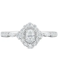 Diamond Ova Halo Engagement Ring (3/4 ct. t.w.) in 14k White Gold