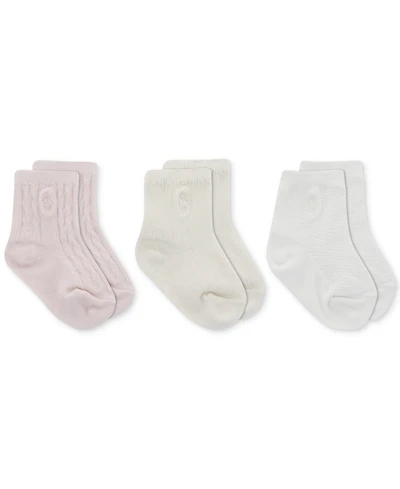 Polo Ralph Lauren Baby Girls Texture Crew Socks, 3 Pack