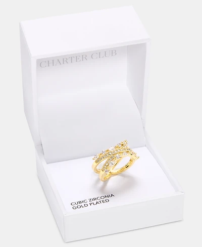Charter Club Cubic Zirconia & Crystal Split Band Statement Ring, Macy's Exclusive