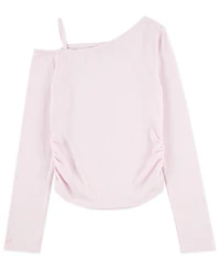 abercrombie kids Girls Asymmetrical Ruched Long Sleeve T-Shirt