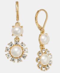 Charter Club Crystal & Imitation Pearl Double Drop Earrings, Macy's Exclusive