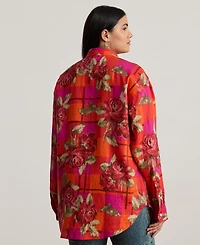 Lauren Ralph Plus Printed Linen Shirt