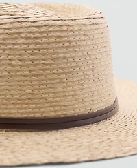Mango Women's Contrasting Ribbon Natural Fiber Hat
