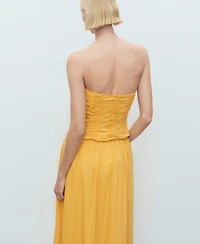 Mango Women's Ruched Strapless Top