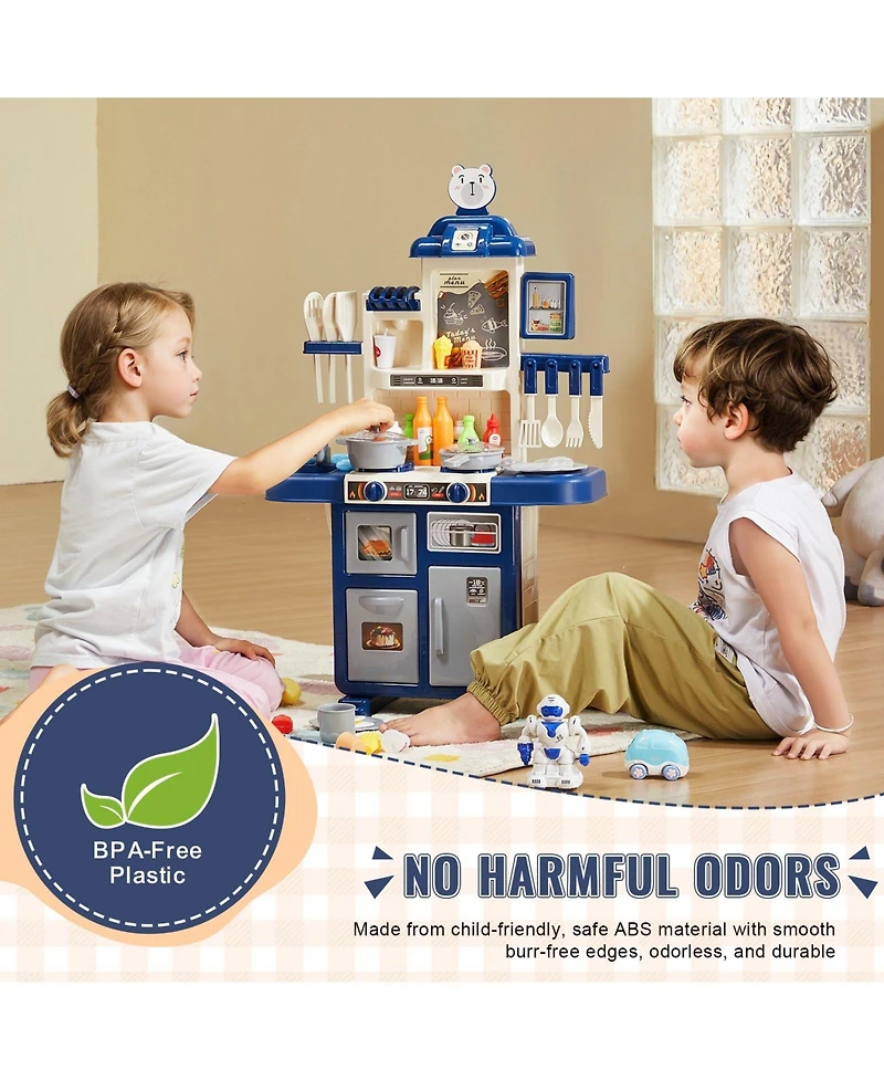 Slickblue 48 Piece Kids Kitchen Playset Pretend Cooking Toy with Pots Pans and Utensils