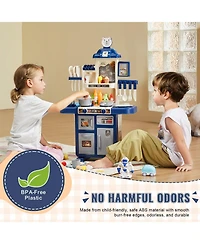 Slickblue 48 Piece Kids Kitchen Playset Pretend Cooking Toy with Pots Pans and Utensils