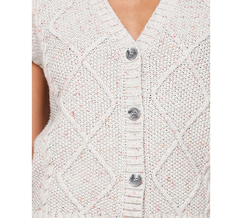 Avec Les Filles Women's Cable Knit Button-Front Vest