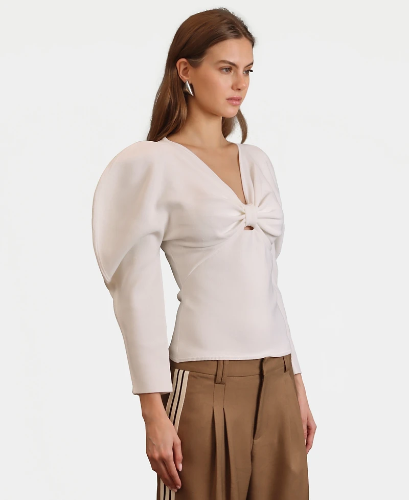 Avec Les Filles Women's Exaggerated-Sleeve Bow Top