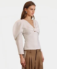 Avec Les Filles Women's Exaggerated-Sleeve Bow Top