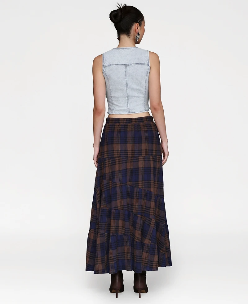 Avec Les Filles Women's Printed Tiered Maxi Skirt