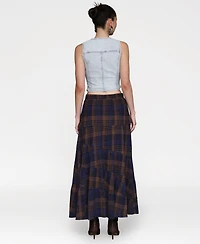 Avec Les Filles Women's Printed Tiered Maxi Skirt