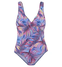Lascana Women's Palm Print Tummy Control One Piece Swimsuit