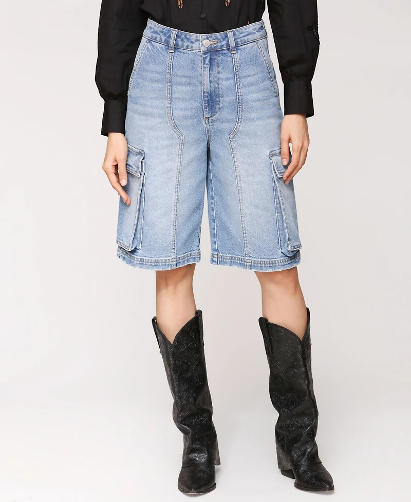 Avec Les Filles Women's Baggy Denim Cargo Shorts