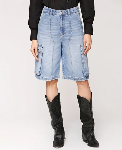 Avec Les Filles Women's Baggy Denim Cargo Shorts