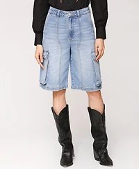 Avec Les Filles Women's Baggy Denim Cargo Shorts