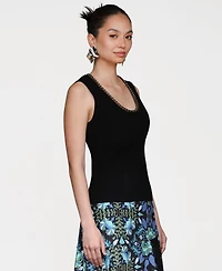 Avec Les Filles Women's Chain-Trim Ribbed Knit Tank Top