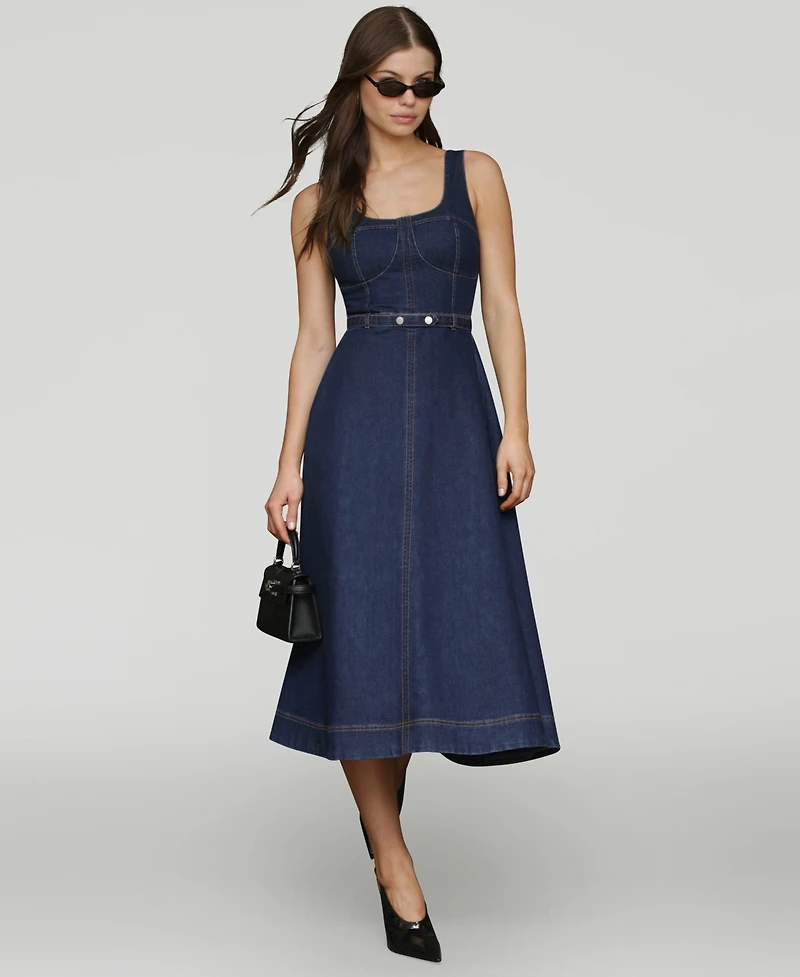 Avec Les Filles Women's Bustier Circle-Skirt Midi Dress