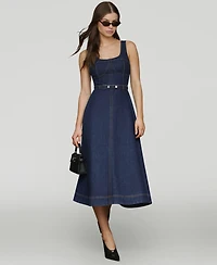 Avec Les Filles Women's Bustier Circle-Skirt Midi Dress