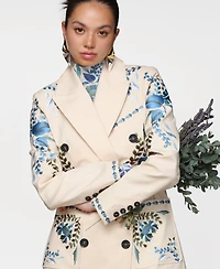 Avec Les Filles Women's Embroidered Double-Breasted Blazer