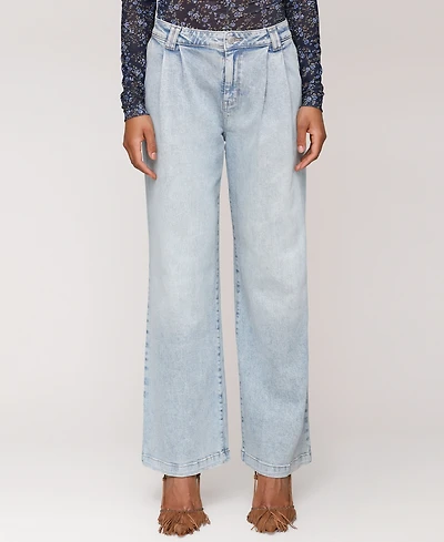 Avec Les Filles Women's Pleat-Front Wide-Leg Jeans