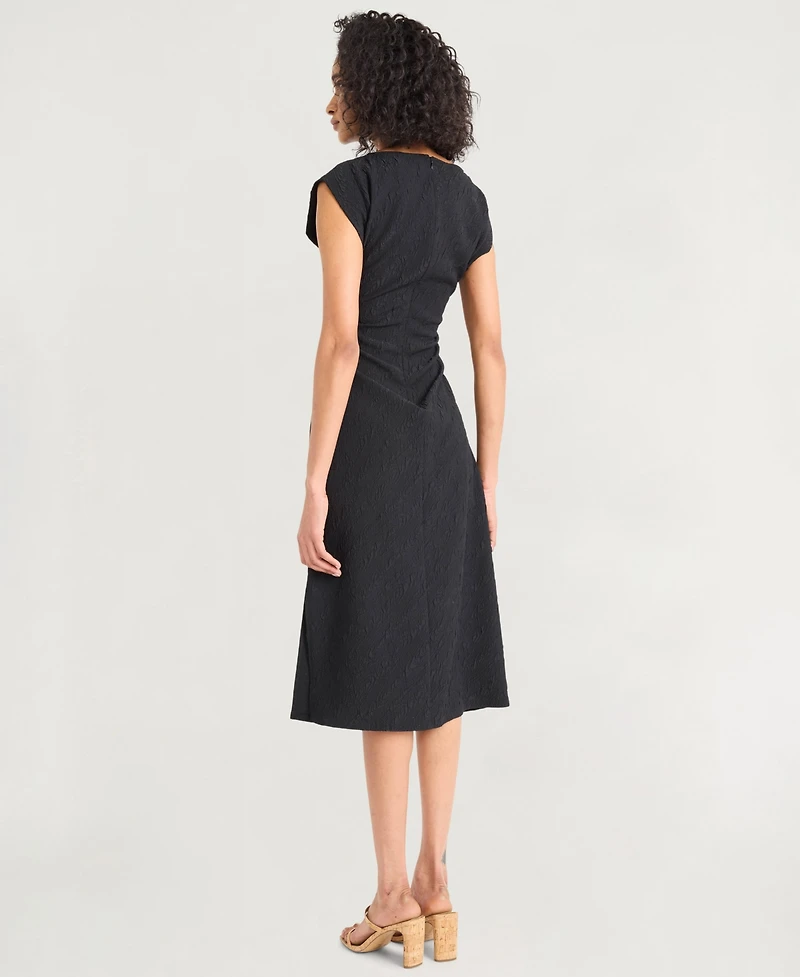 Luxely Women's Textured Ruched Midi Dress