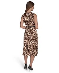 Halston Women's Printed Scuba Crepe A-line Dress
