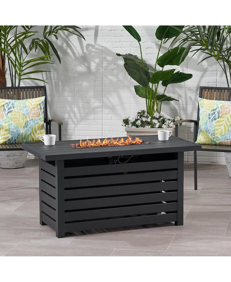 Flynama Rectangular Iron Fire Pit - 30,000BTU