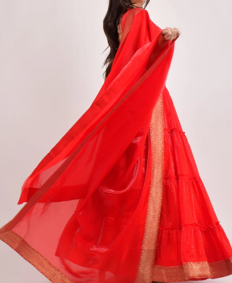 Raas Women's Tiered Shimmer Lehenga Choli