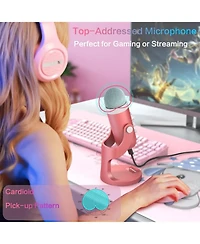 ZealSound Pink Usb Gaming Mic, Quick Mute for Phone, Pc, PS5, Gain Control, Echo & Monitor Volume, Streaming, Vocal Recording, Asmr, Podcast, Video